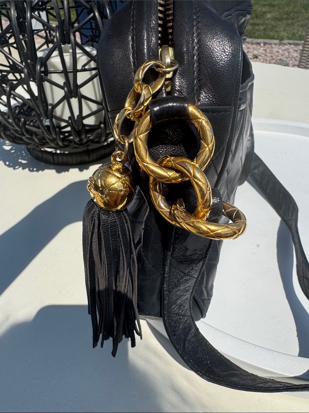 CHANEL Black Quilted Leather Shoulder Baguette with Embossed CC - Picture 5 of 10